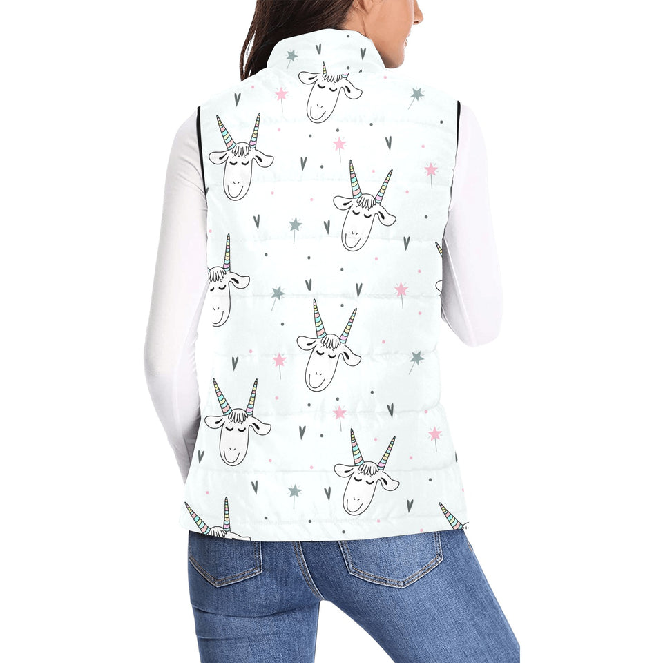 Cute goat design pattern Women's Padded Vest