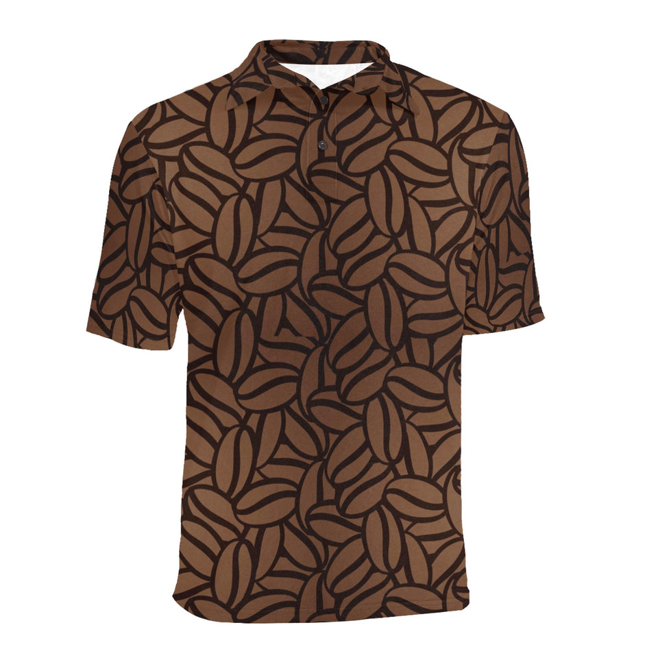 coffee bean pattern Men's All Over Print Polo Shirt
