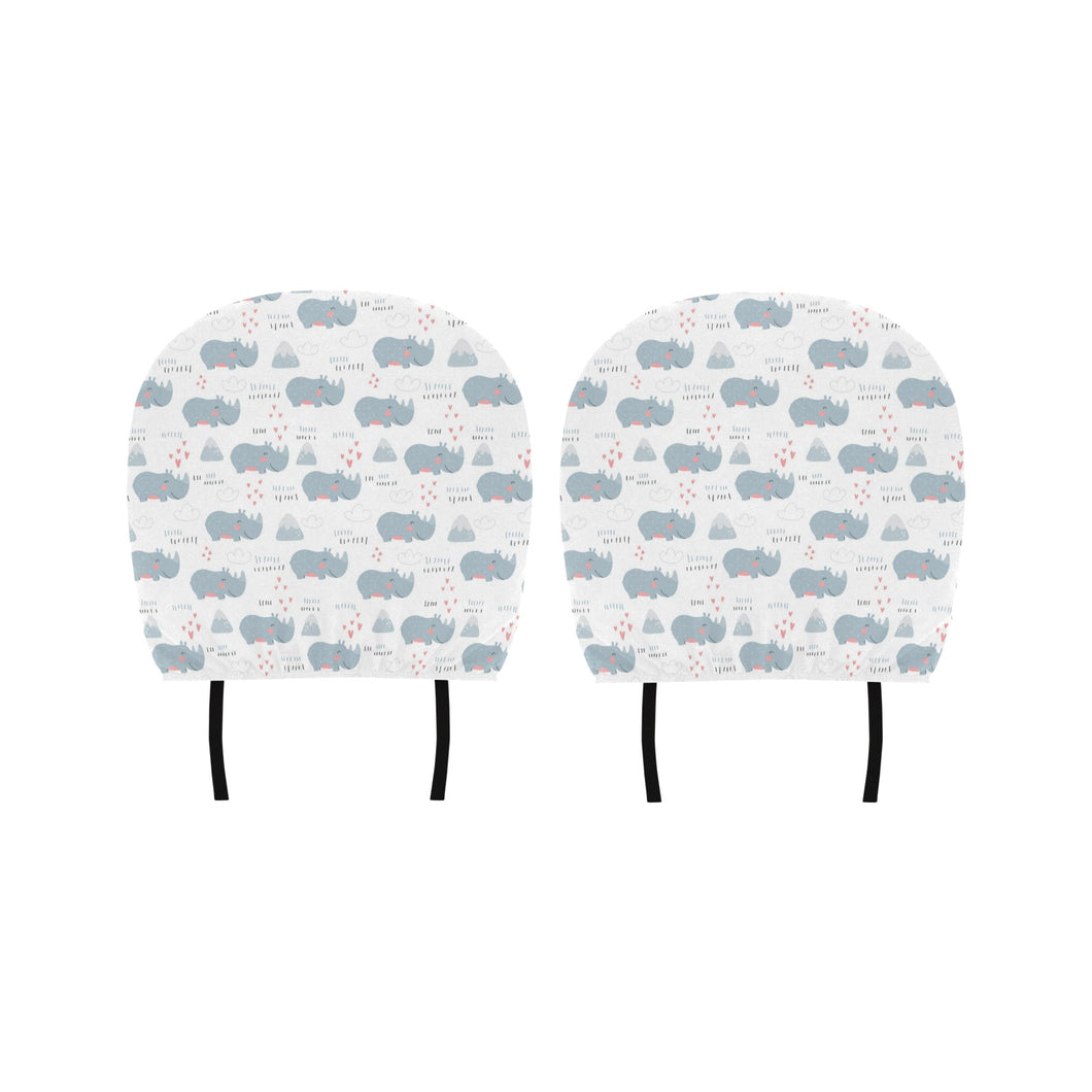 cute rhino heart pattern Car Headrest Cover