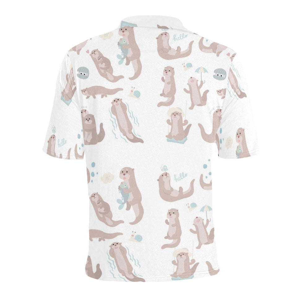Cute sea otters pattern Men's All Over Print Polo Shirt