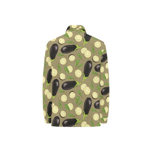 Eggplant Pattern Print Design 02 Women's Long Sleeve Polo Shirt