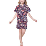 Elephant indian style ornament pattern Kids' Boys' Girls' V-Neck Short Pajama Set
