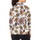 American football ball pattern Women's Long Sleeve Polo Shirt