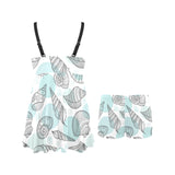 Shell polynesian tribal Chest Sexy Pleated Two Piece Swim Dress