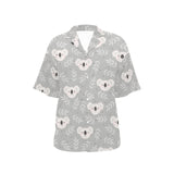 Cute koala leaves pattern Women's All Over Print Hawaiian Shirt