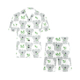 Hand drawn Koala leaves pattern Men's V-Neck Short Pajama Set