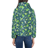 Lime ice flower pattern Women's Padded Hooded Jacket