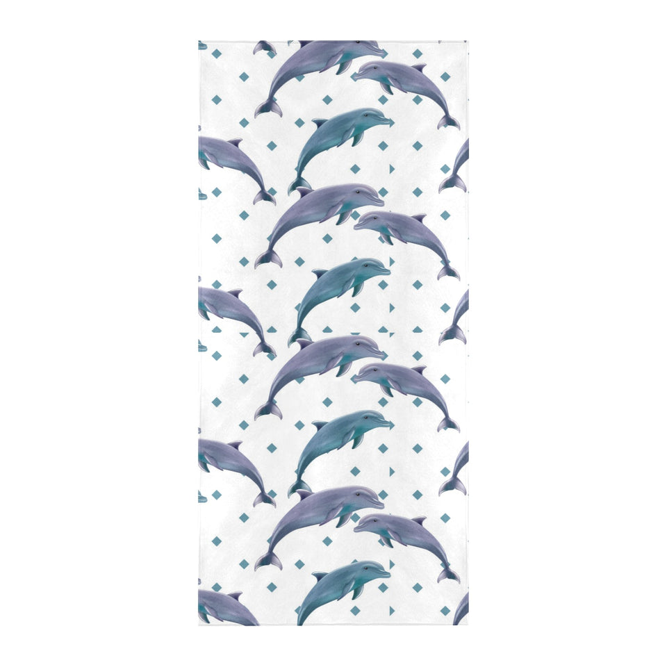 Dolphins pattern dotted background Beach Towel
