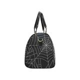 Spider web pattern Black background white cobweb Travel Bag