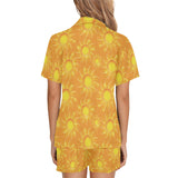 Sun orange background Women's V-Neck Short Pajama Set