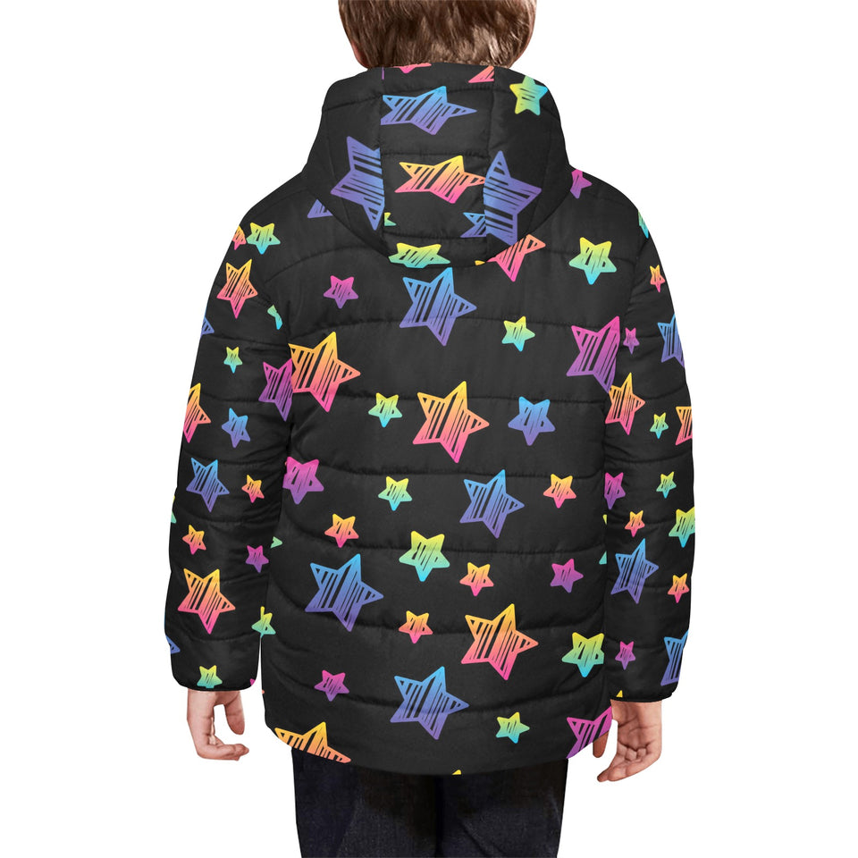 Colorful star pattern Kids' Boys' Girls' Padded Hooded Jacket