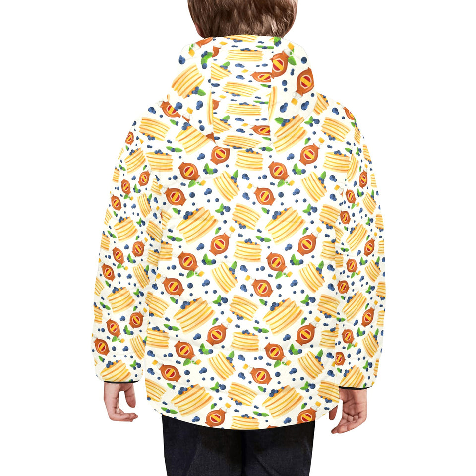 Pancake Pattern Print Design 02 Kids' Boys' Girls' Padded Hooded Jacket