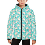 Pig Pattern Print Design 01 Kids' Boys' Girls' Padded Hooded Jacket