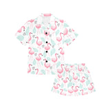 Cute flamingo pattern Kids' Boys' Girls' V-Neck Short Pajama Set