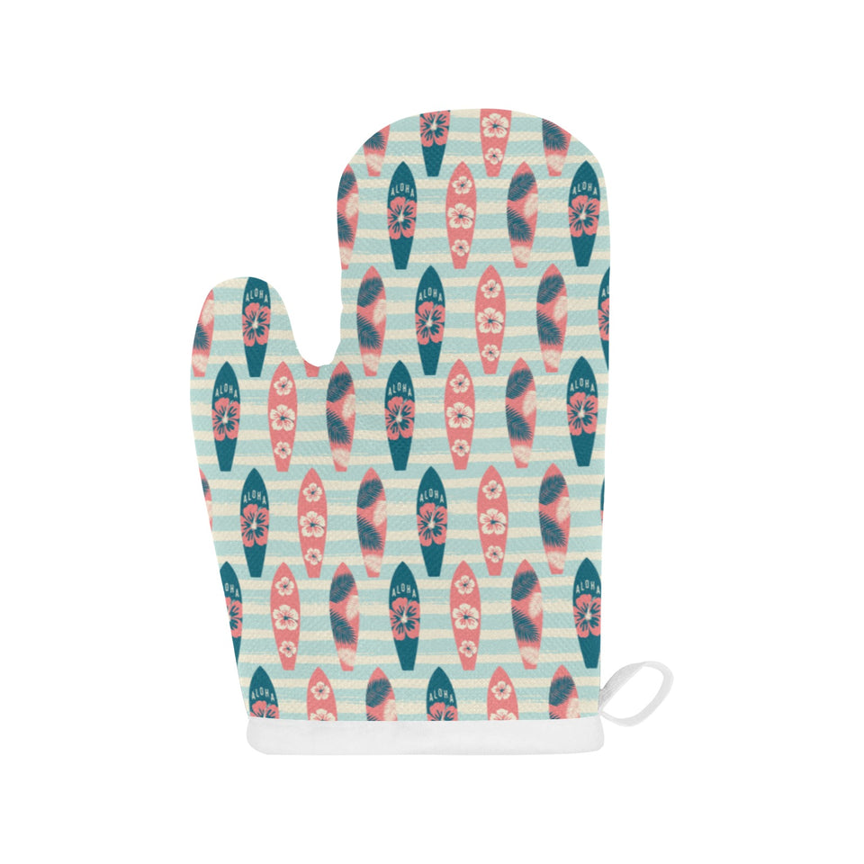 Surfboard Pattern Print Design 02 Heat Resistant Oven Mitts