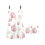 Garlic pattern Chest Sexy Pleated Two Piece Swim Dress