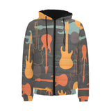 electric guitars pattern Men's Padded Hooded Jacket