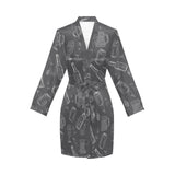 Beer hand drawn pattern Women's Long Sleeve Belted Night Robe