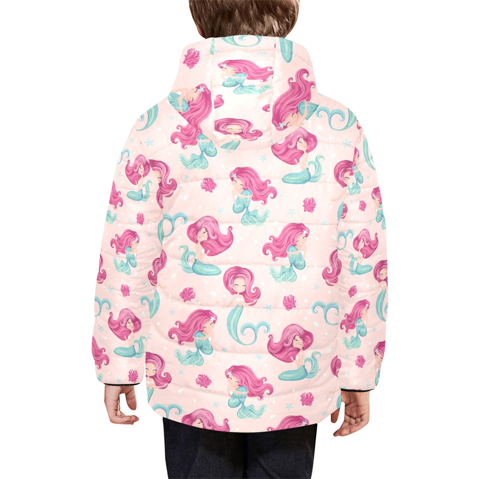 Cute little mermaid pattern Kids' Boys' Girls' Padded Hooded Jacket