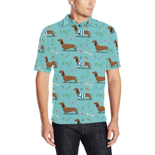 Dachshund decorative background Men's All Over Print Polo Shirt