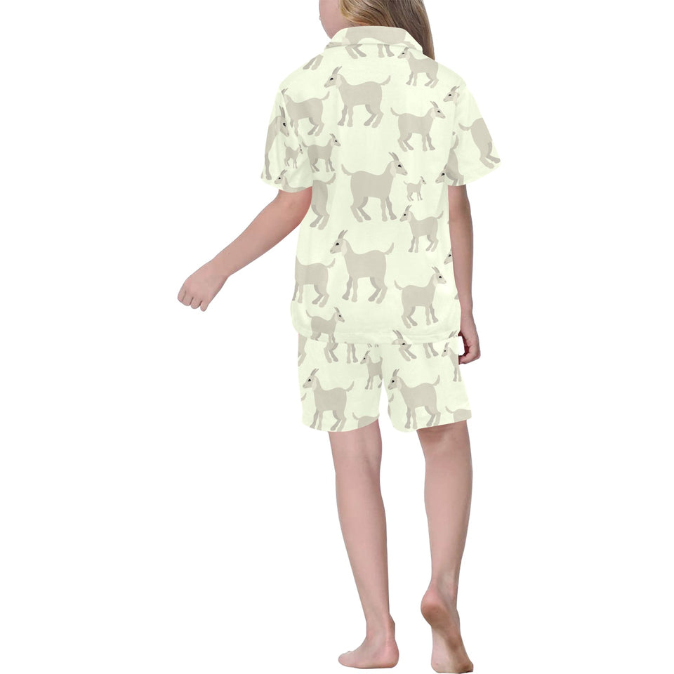 Little young goat pattern Kids' Boys' Girls' V-Neck Short Pajama Set