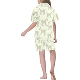 Little young goat pattern Kids' Boys' Girls' V-Neck Short Pajama Set