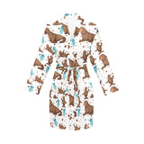 sea lion Seals jellyfish pattern Women's Long Sleeve Belted Night Robe
