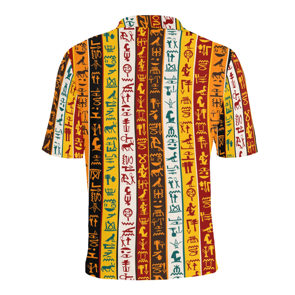 Egypt Hieroglyphics Pattern Print Design 01 Men's All Over Print Polo Shirt