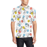 Siberian husky and colorful circle pattern Men's All Over Print Polo Shirt