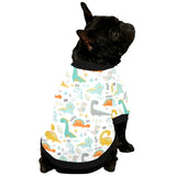 Cute funny kids dinosaurs pattern All Over Print Pet Dog Round Neck Fuzzy Shirt