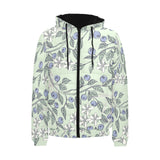 hand drawn blueberry pattern Men's Padded Hooded Jacket