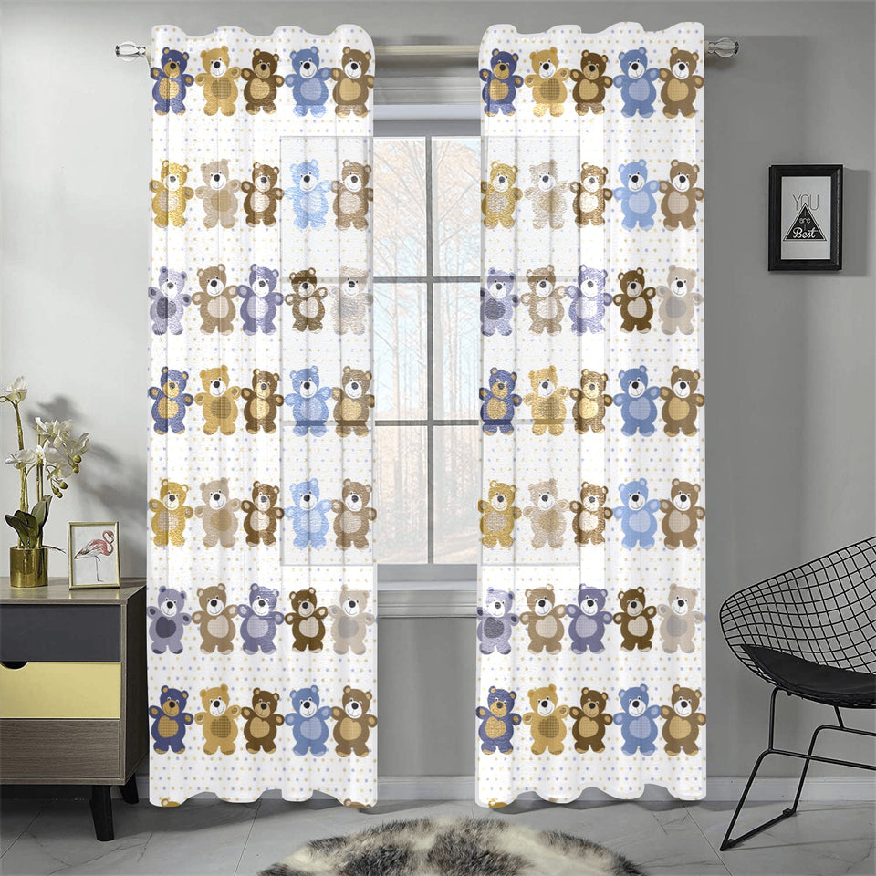 Teddy Bear Pattern Print Design 02 Gauze Curtain