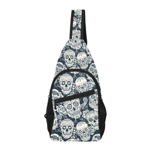 Sugar skull black white pattern All Over Print Chest Bag