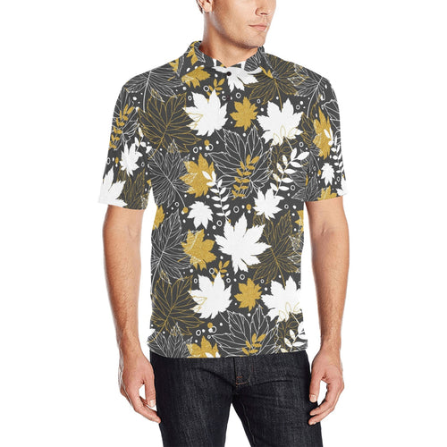 Beautiful gold autumn maple leaf pattern Men's All Over Print Polo Shirt
