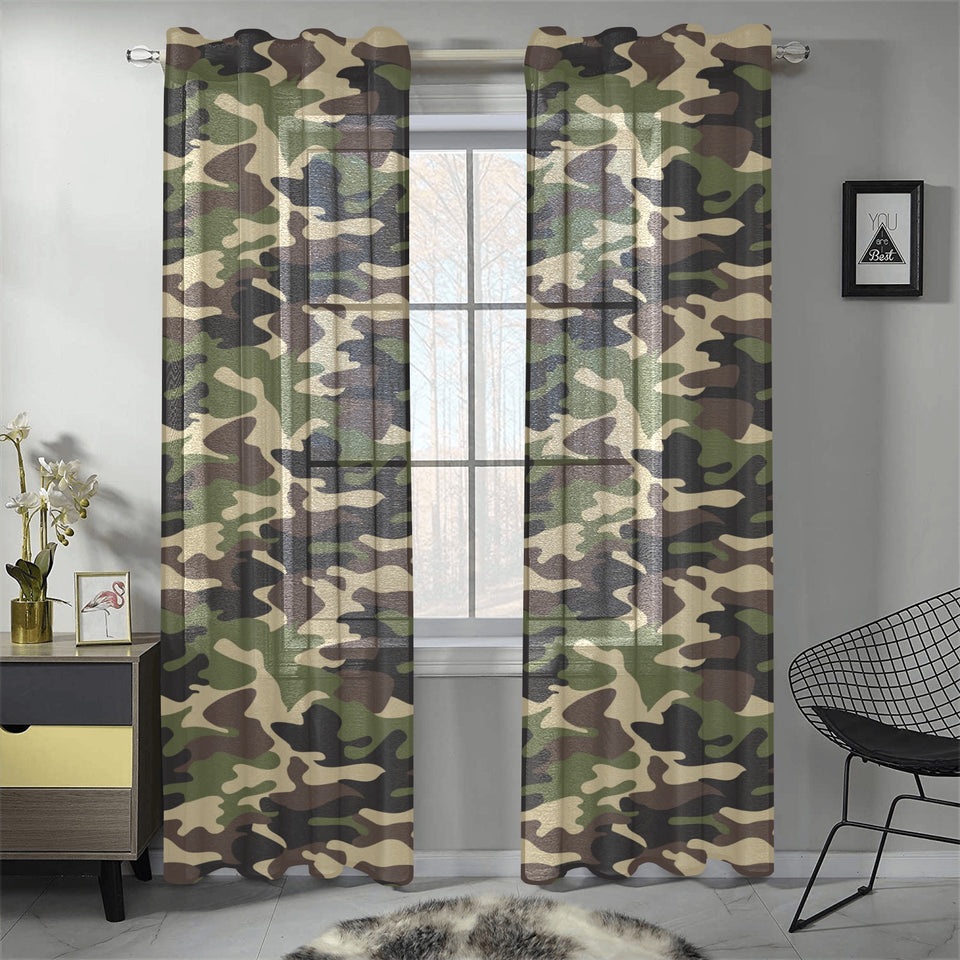 Dark Green camouflage pattern Gauze Curtain