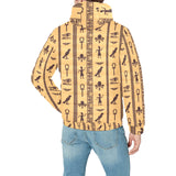 Egypt Hieroglyphics Pattern Print Design 02 Men's Padded Hooded Jacket