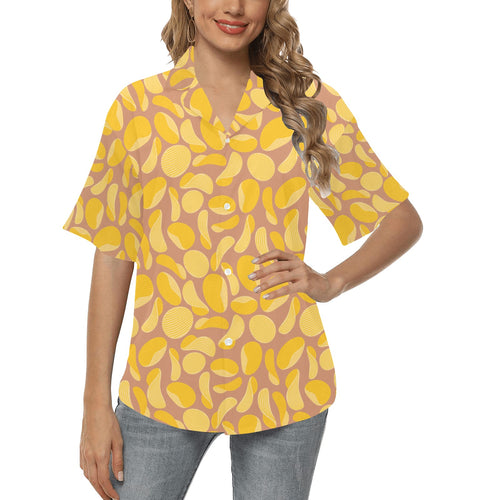 Potato Chips Pattern Print Design 01 Women's All Over Print Hawaiian Shirt