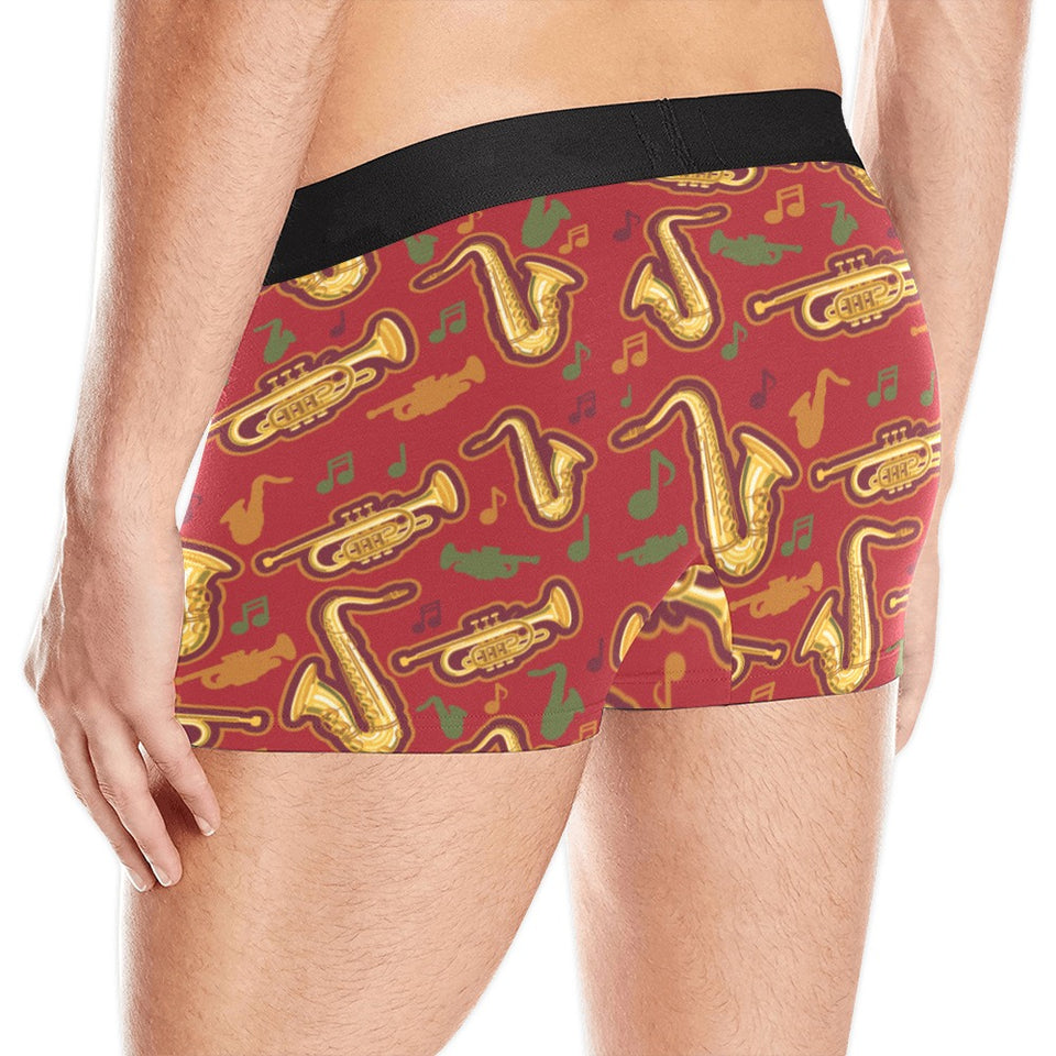 Saxophone cornet pattern red background Men's All Over Print Boxer Briefs Men's Underwear