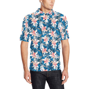 Hibiscus Pattern Print Design 02 Men's All Over Print Polo Shirt