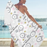 Siberian Husky design pattern Beach Towel