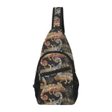 Chameleon lizard tropical leaves palm tree All Over Print Chest Bag