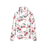Hand drawn cherry pattern Women's Padded Hooded Jacket