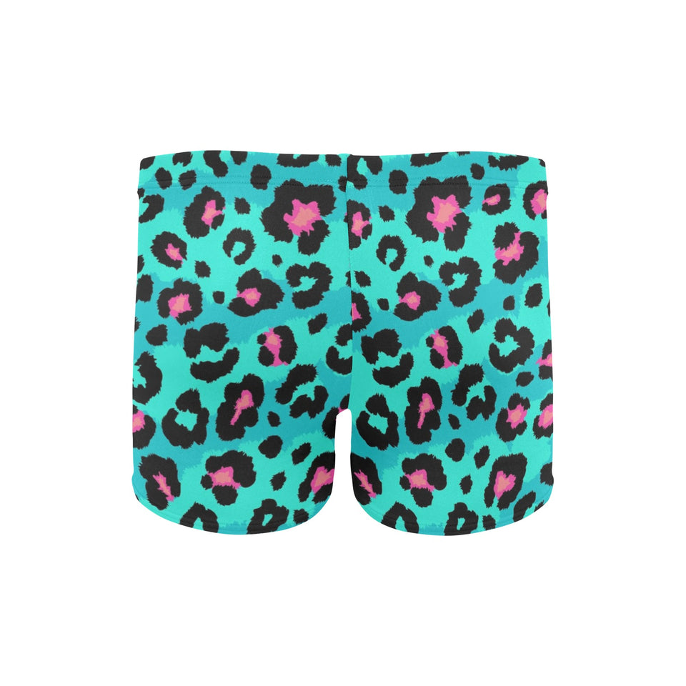 Green leopard skin print pattern Men's Swimming Trunks