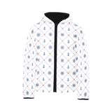 Anchor rudder nautical design pattern Kids' Boys' Girls' Padded Hooded Jacket