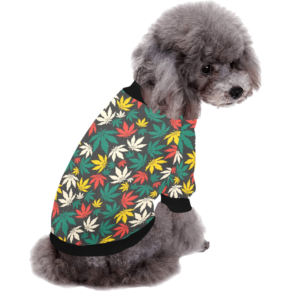 Canabis Marijuana Weed Pattern Print Design 02 All Over Print Pet Dog Round Neck Fuzzy Shirt