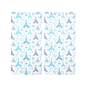 Blue Eiffel Tower Theme Pattern Print Design 01 Gauze Curtain