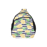 Pineapples pattern striped background All Over Print Chest Bag