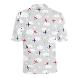 Airplane cloud grey background Men's All Over Print Polo Shirt
