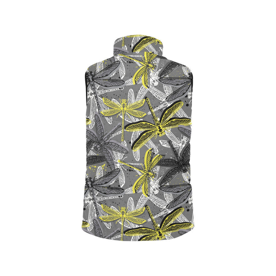 Hand drawn dragonfly pattern Women's Padded Vest