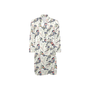 Pigeon Pattern Print Design 04 Men's Long Sleeve Belted Night Robe